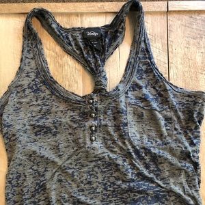 Vanity knot back tee. Navy blue/Grey. XL.